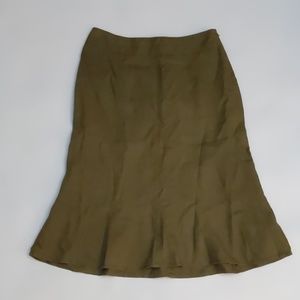 Ann Taylor olive green linen A-line skirt size 6